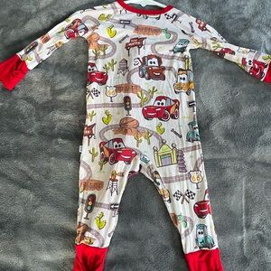 Disney Cars Kids Footie Pajamas - Red and White